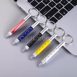 六合一多功能筆-刻度尺+十字/一字螺絲批+觸屏+筆+匙扣