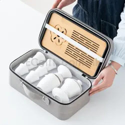 羊脂玉白瓷蓋碗茶具套裝