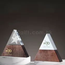 三角型原木水晶獎座