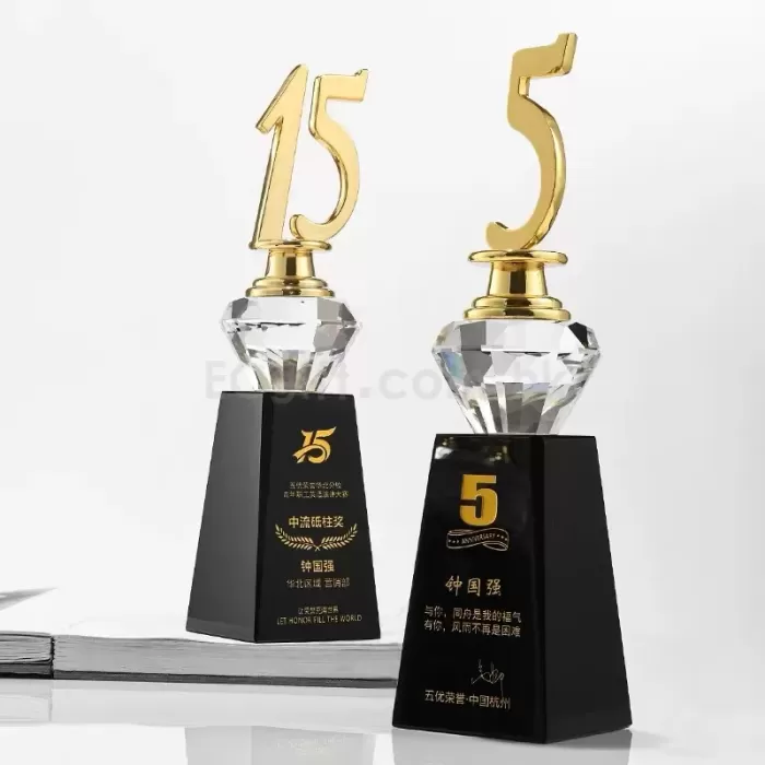 週年數字金屬水晶獎杯