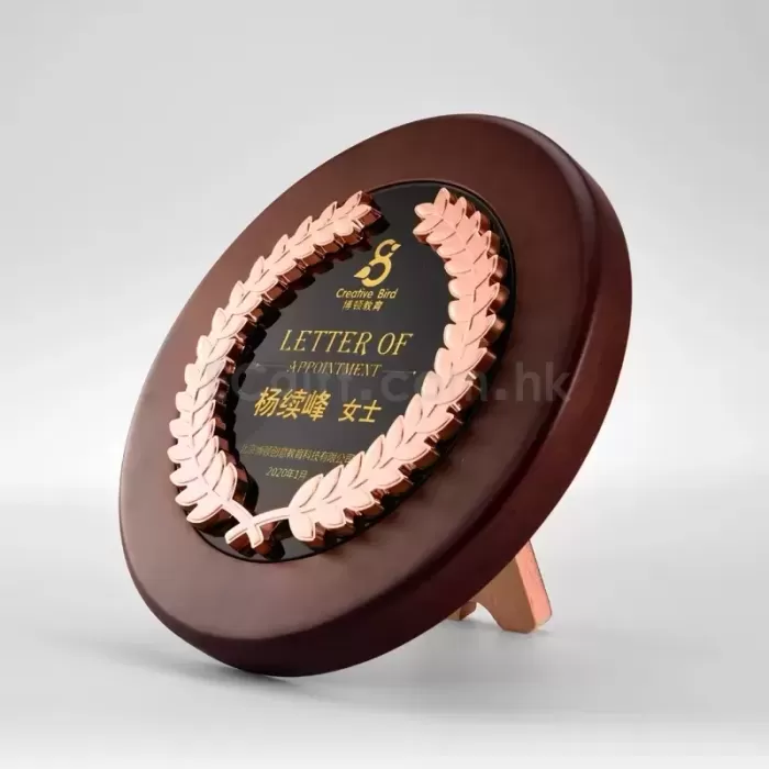金屬麥穗實木圓形獎牌