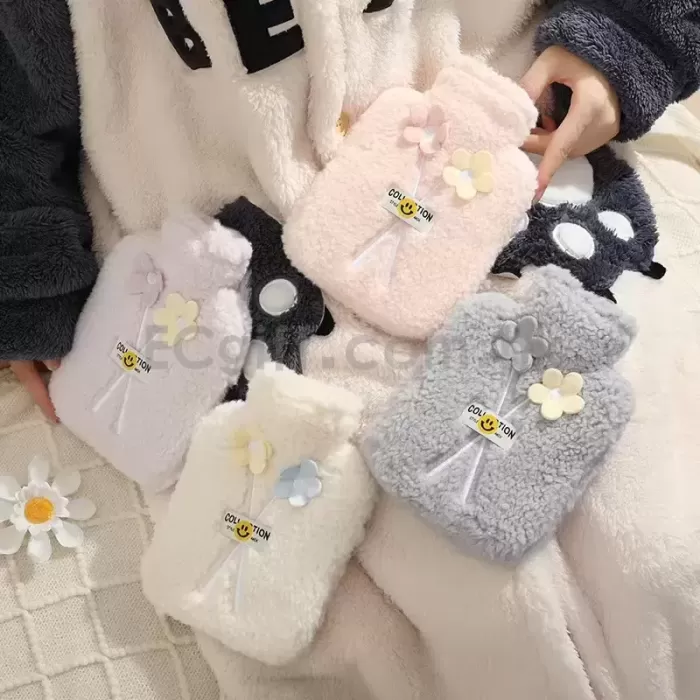毛絨花朵暖水袋