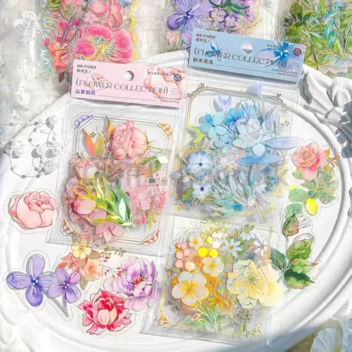 小清新花卉PVC燙金貼紙