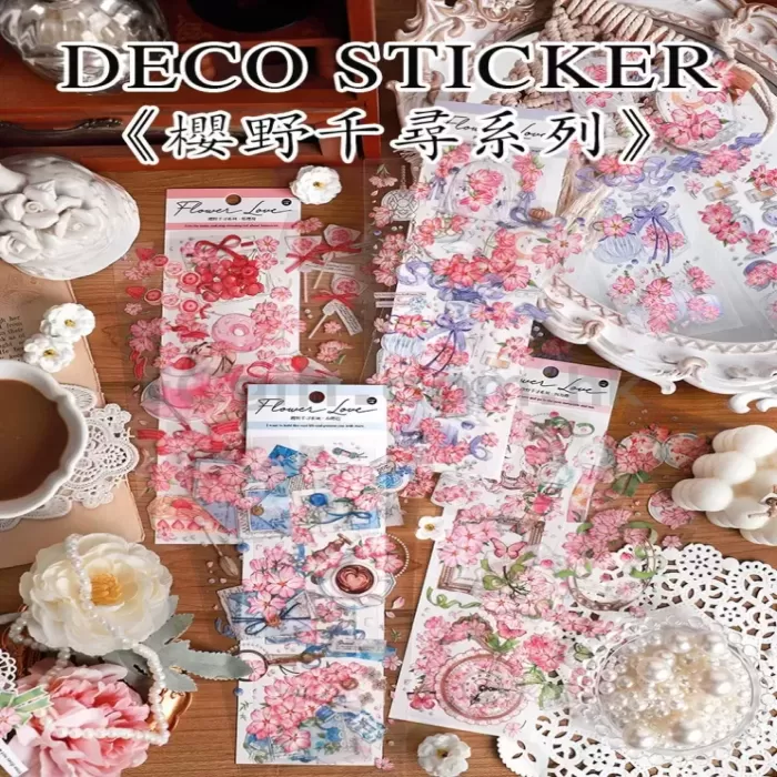 浪漫櫻花透明防水貼紙
