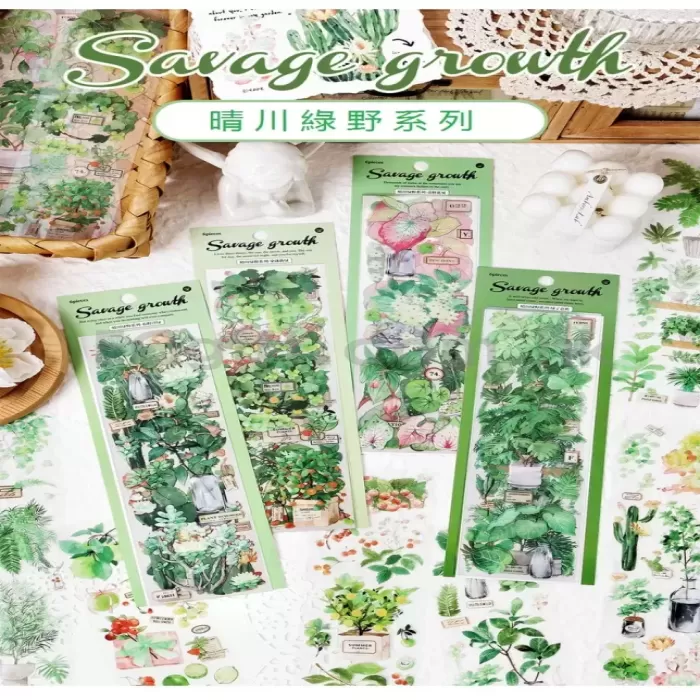 小清新綠植花卉防水DIY貼紙