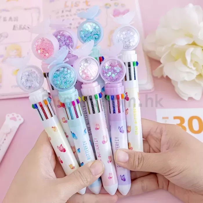 卡通蝴蝶十色圓珠筆