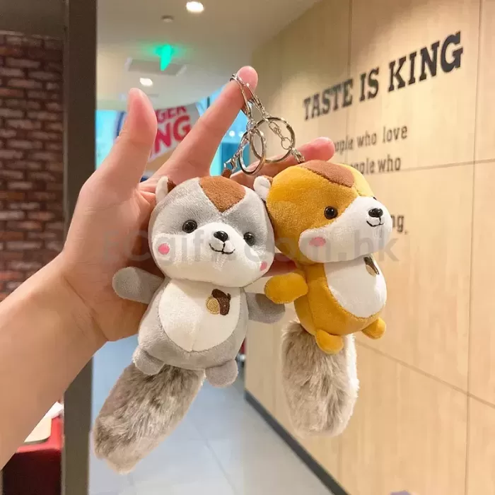 松鼠毛絨公仔掛件鑰匙扣