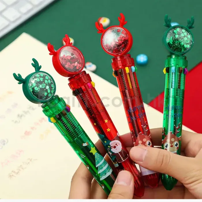 聖誕亮片10色圓珠筆 HK$5.1