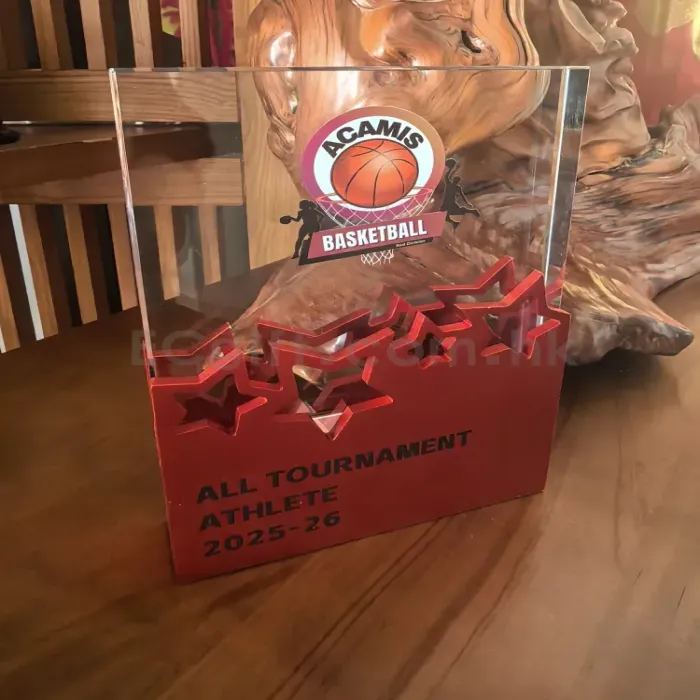  禮品編號：9974  創意金屬五角星水晶獎杯