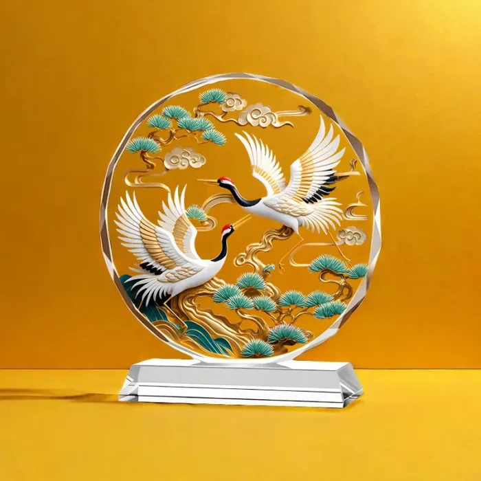 太陽花水晶獎座——松鶴延年