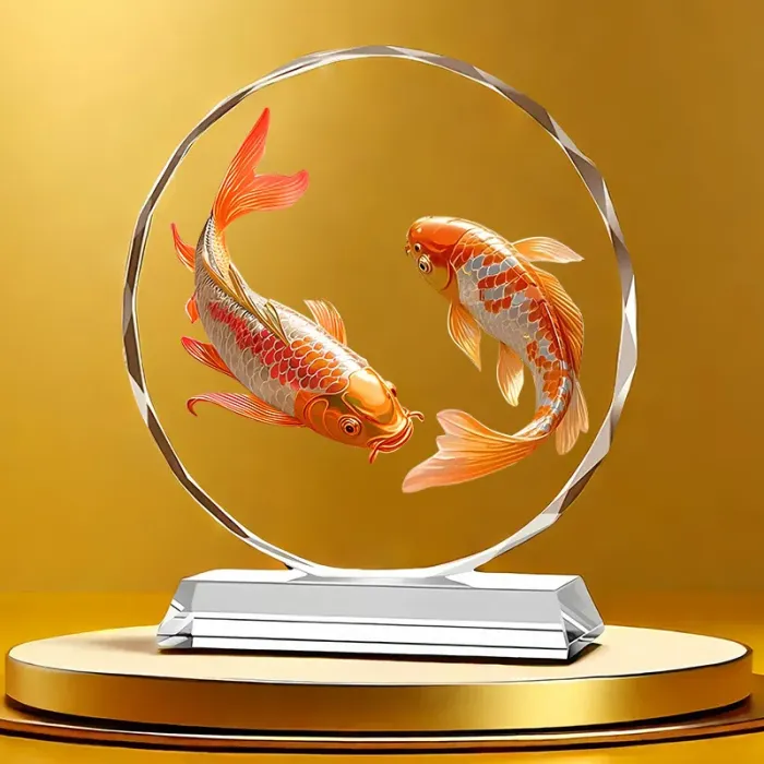 太陽花水晶獎座——雙錦鯉